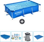 Bestway Rechthoekig Steel Pro Zwembad - 259 x 170 x 61 cm - Blauw - Inclusief Afdekzeil - Onderhoudspakket - Pomp - Grondzeil