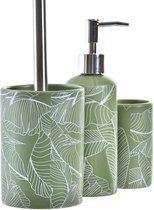Items - WC/Toiletborstel met zeeppompje/beker - flowers groen