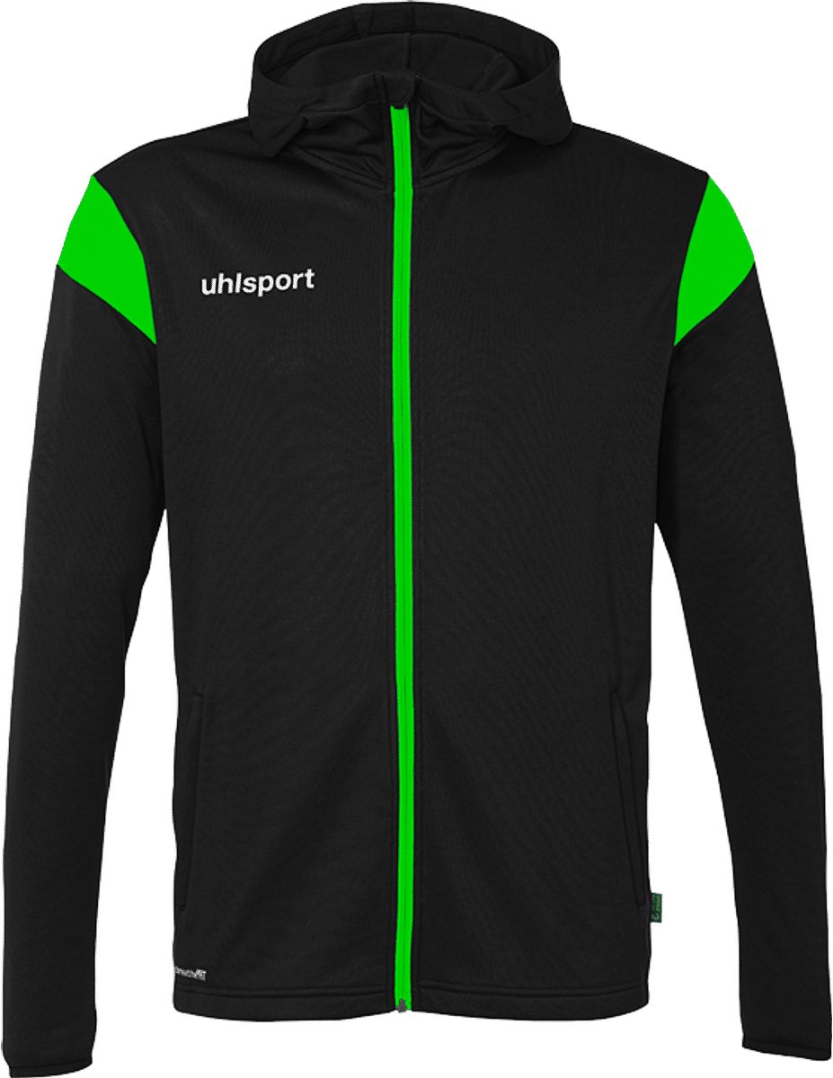 Uhlsport Squad 27 Jas Met Kap Kinderen - Zwart / Fluo Groen | Maat: 152