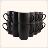 Tasses à café avec oreille OTIX - Set de 12 - Tasses à thé - 340 ml - Zwart - Céramique
