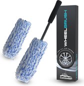 Carsweep® Brosse à jantes - 2 en 1 - Brosse et chiffon de nettoyage - 42 CM - Brosses à Brosses de roue - Brosse de voiture - Brosse à jantes en microfibre