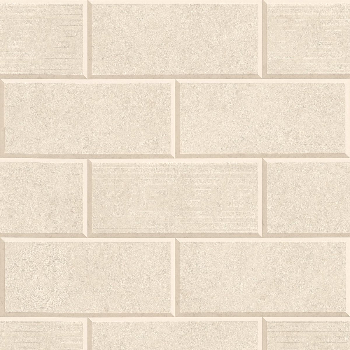 Steen tegel behang Profhome 343221-GU vliesbehang licht gestructureerd in steen look mat beige crèmewit 7,035 m2