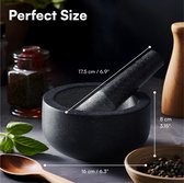 H&S Stamper en vijzel - Set van massief granietsteen voor het fijnstampen van kruiden en specerijen - Stabiel en Ligt comfortabel in de hand - Nat en droog te gebruiken