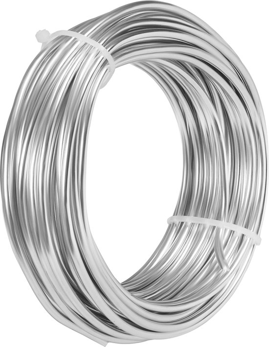 Belle Vous Zilver Aluminium Hobby Draad (10m) – 3 mm Flexibel & Buigzaam Metalen Hobby Rollen – Voor DIY, Sculpturen, Skelet Maken, Sieraden, Karalen, Kransmaken & Bonsai Boompjes