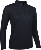 Glenmuir Zwarte Dames Lange Mouw Prestatie Piqué Golf Polo Shirt