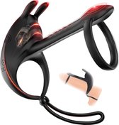 Cockring vibrant - Anneau pénien en silicone - Jouets sexuels pour hommes - Ajustable - pour couples - Zwart avec rouge