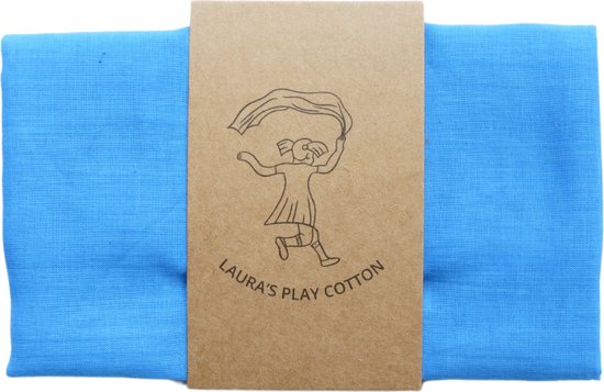 Laura’s Play Cotton - Speeldoek - Blauw - 50 x 50 cm - Jongleersjaaltje - Jongleerdoekje - Speelzijde - Organisch Katoen