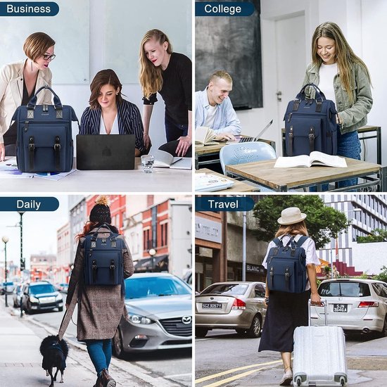 MATE ELAN Lederen Rugzak Waterdichte Fit 14 inch Laptop USB Opladen Reizen Wandelen Camping Business Casual College Rugzak, Zwart-a, Large, Vintage