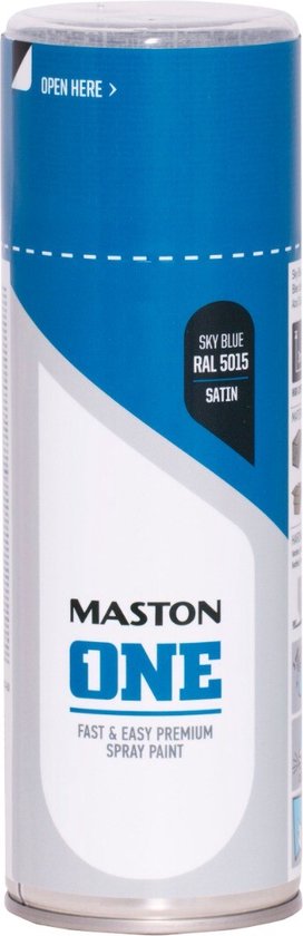 Maston ONE - spuitverf - zijdeglans - hemelsblauw (RAL 5015) - 400 ml - spuitbus verf blauw