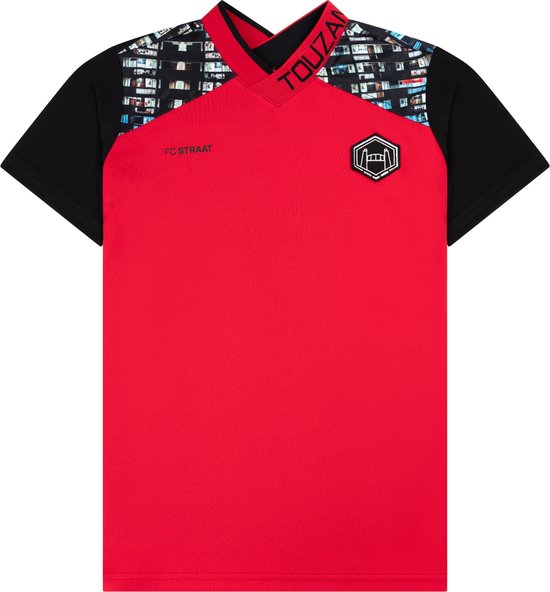 Touzani - T-shirt - La Mancha Panna Red (134-140) - Kind - Voetbalshirt - Sportshirt