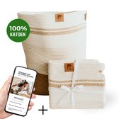 Ridôme Wasmand Katoen - Opbergmand - Wassorteerder - Laundry Basket - Stijlvol Design - Inclusief E-book - Handgeweven - 80 L - Beige