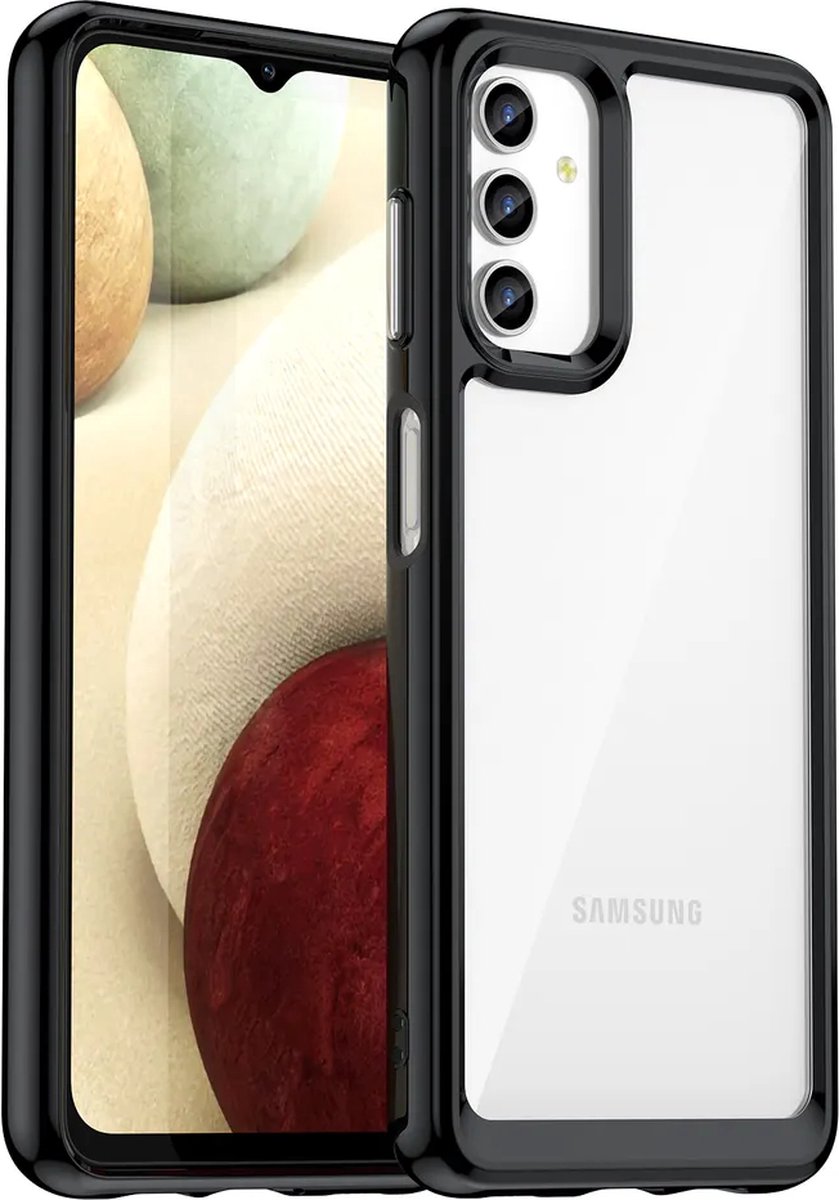 Nuvex Hoesje Geschikt voor Samsung Galaxy A13 5G Zwart en Transparant Telefoonhoesje - Anti-Shock Case Cover met 2x Screenprotector