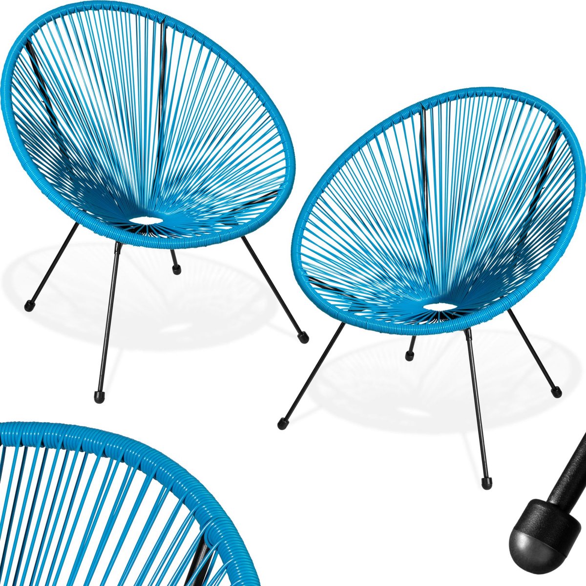 tectake – balkonset – tuinset - Set van 2 stoelen “Santana”– blauw