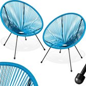 tectake® - Balkonset - Tuinset - Set van 2 stoelen Santana - Acapulco-stijl - Iconisch design - Voor binnen of buiten - blauw