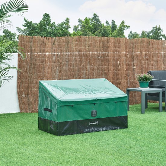 Coffre de rangement de Jardin Alanno 51/76x122x64 cm vert et noir 387L casa.pro