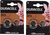 Duracell CR2016 Lithium Batterijen - Set van 4 (2 Stuks x 2 Sets) - 3V Spanning - Langdurige Energie - Baby Secure Verpakking