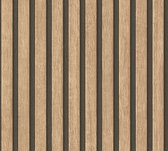 Papier peint bois Profhome 391091-GU papier peint intissé vinyle dur gaufré à chaud aspect bois texturé beige brun noir mat 5,33 m2