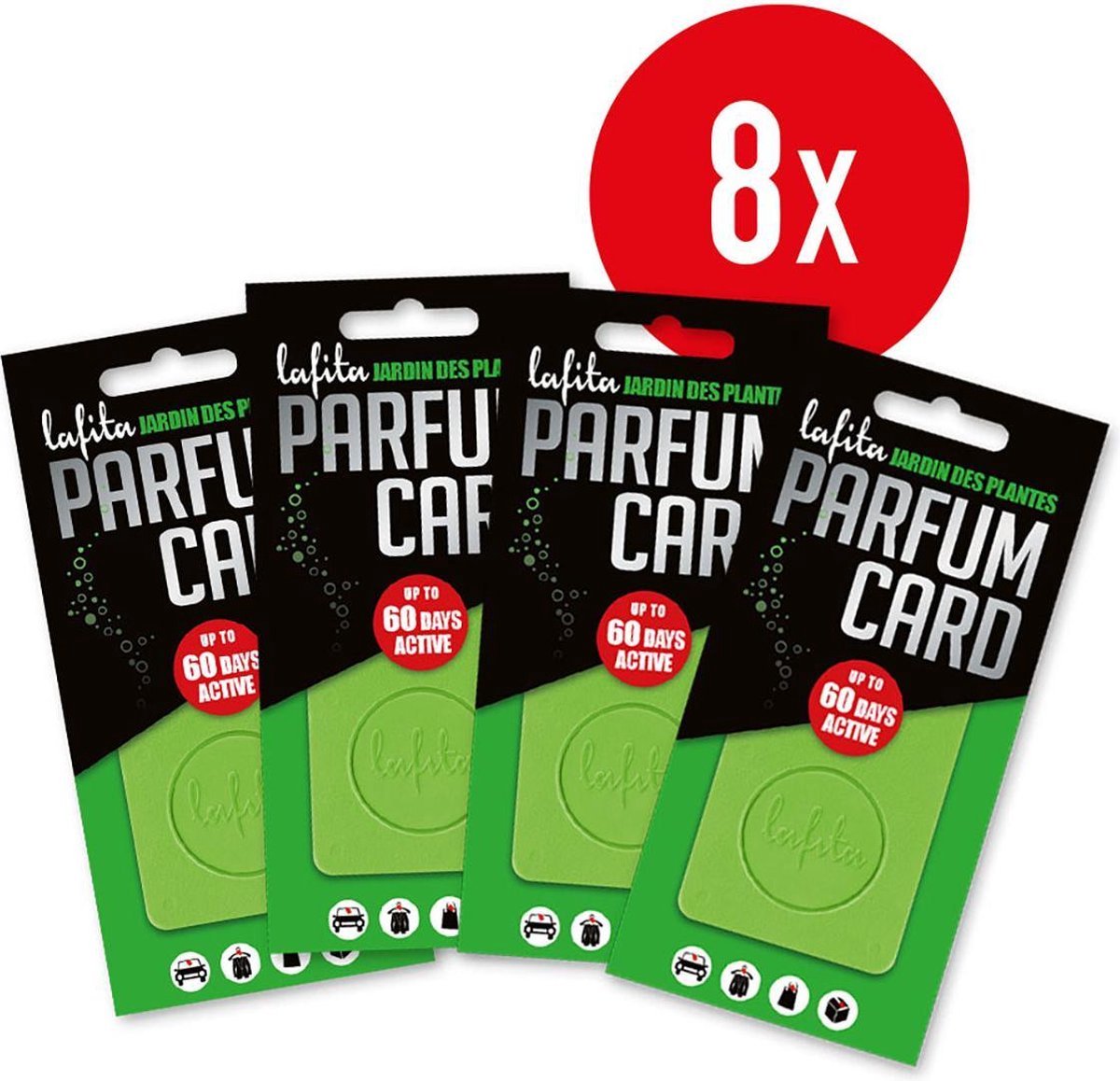 Lafita Parfum Card Jardin des Plantes - 8 stuks - Luchtverfrisser - Groen - Bloemig & Fruitig
