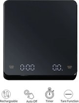 Favomusthaves Koffieweegschaal met timer - Digitaal - LED-scherm - 3kg Max - 15 x 13 cm - Oplaadbaar - Koffie Barista weegschaal