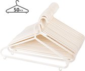 Set van 50 beige kleerhangers voor volwassenen, sterke plastic kleerhangers, ruimtebesparende hangers met broekstang en lippen (37 cm x 20,5 cm)
