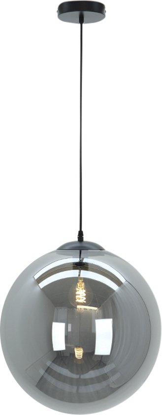 Olucia Dolf - Design Hanglamp - Glas/Metaal - Grijs;Zwart - Rond - 40 cm