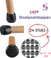 S4D® - Stoelpoot Beschermers - Stoelpoot Viltjes - Stoelpoot Doppen - Set van 24 STUKS ! - Voor Stoel Poten Van 17 tot 22 MM Ø - Zwart