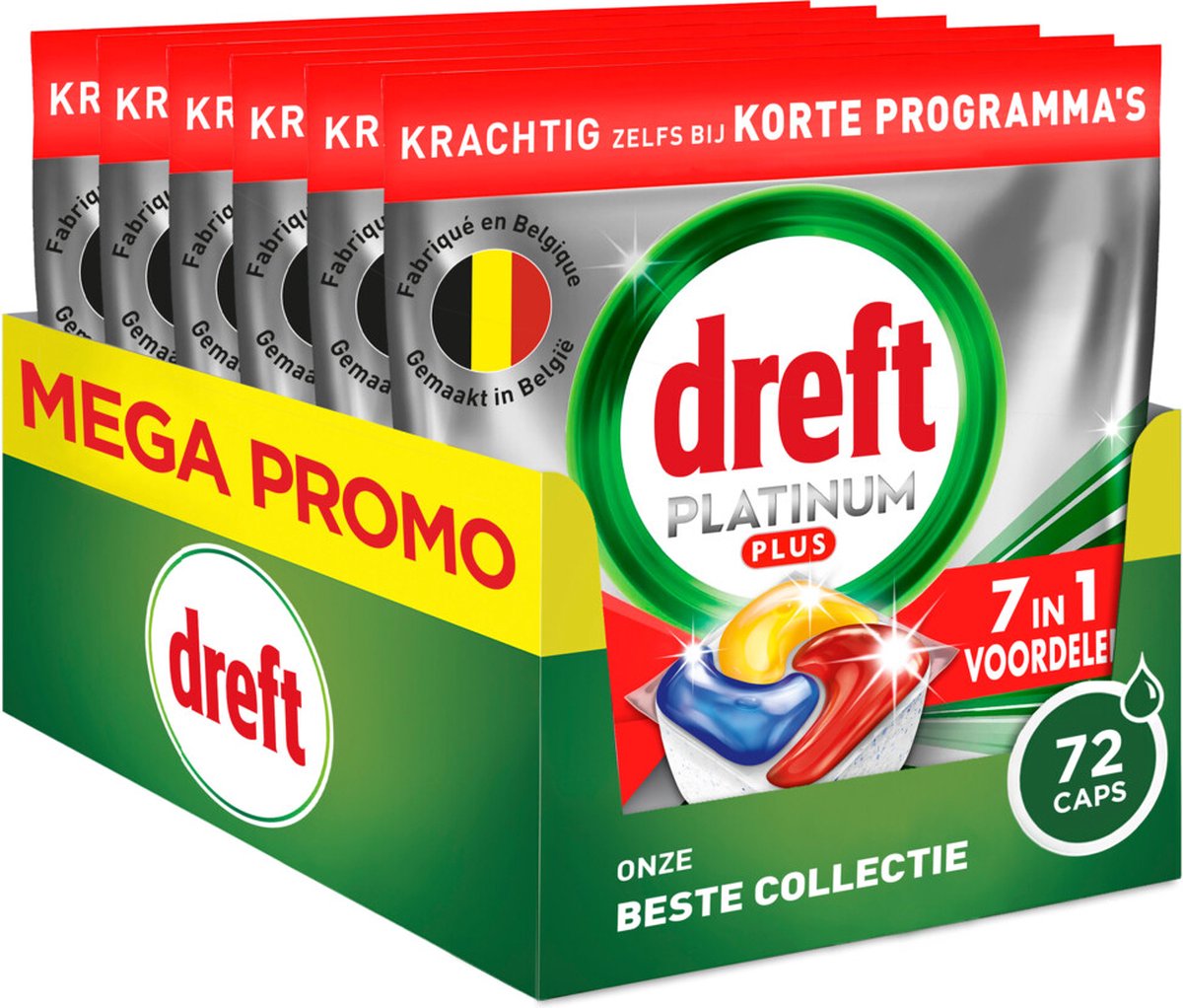 Dreft Platinum Plus All In One Vaatwasmiddel - Anti-Dofheidstechnologie - 72 Vaatwastabletten op Prijzenvolger.com