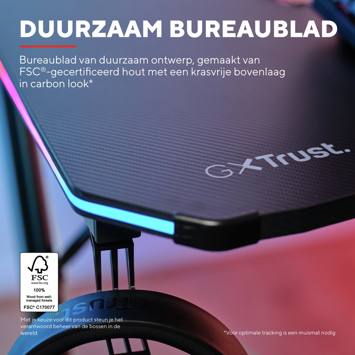 Trust GXT709 Luminus Game Bureau met LED Verlichting - RGB - afbeelding 2