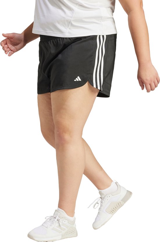 adidas Performance Pacer Training 3-Stripes Geweven High-Rise Short (Grote Maat) - Dames - Zwart- 2X