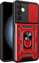 Coque Samsung Galaxy A25 - MobyDefend Armored Case avec Ring rotatif - Rouge - Étui de téléphone portable - Étui de téléphone adapté pour Samsung Galaxy A25