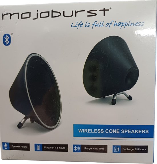 Bluetooth draadloze cone speakers Mojoburst, compacte draadloze luidsprekers, eenvoudig te gebruiken