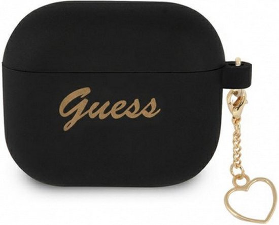 Étui Guess Silicone Heart Charm - Adapté aux Apple Airpods 3 - Zwart
