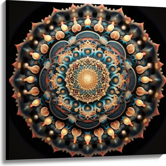 Canvas - Mandala - Figuren - Vormpjes - Kleuren - 100x100 cm Foto op Canvas Schilderij (Wanddecoratie op Canvas)