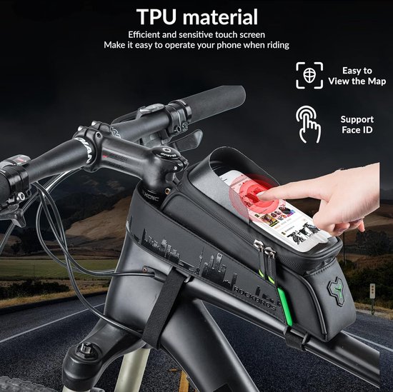 Fiets-frametas, waterdicht, telefoonhoesje, touchscreen voor mobiele telefoons tot 7,0 inch (17,0 cm) iPhone 14/13 Plus/Pro Max, Galaxy S23/S22 Ultra, Huawei P60 Pro/Mate50 van Lruvdox — afbeelding 3