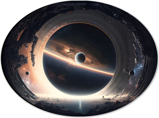 Dibond Ovaal - Planeet - Ruimte - Maan - Aarde - 28x21 cm Foto op Ovaal (Met Ophangsysteem)