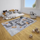 Flycarpets Kinderkamer Design kids vloerkleed - Straat Design - Grijs - 80x150 cm