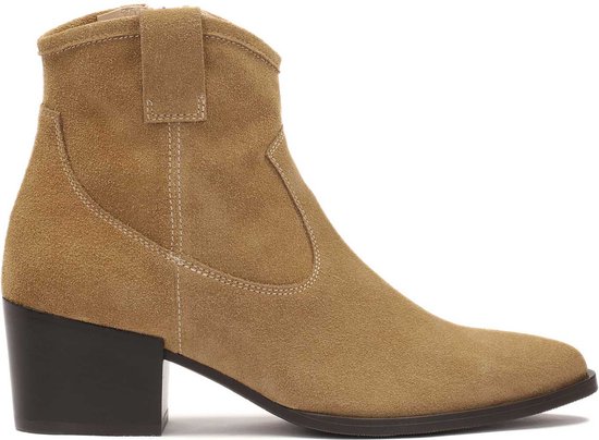 Light brown suede boots in cowboy style