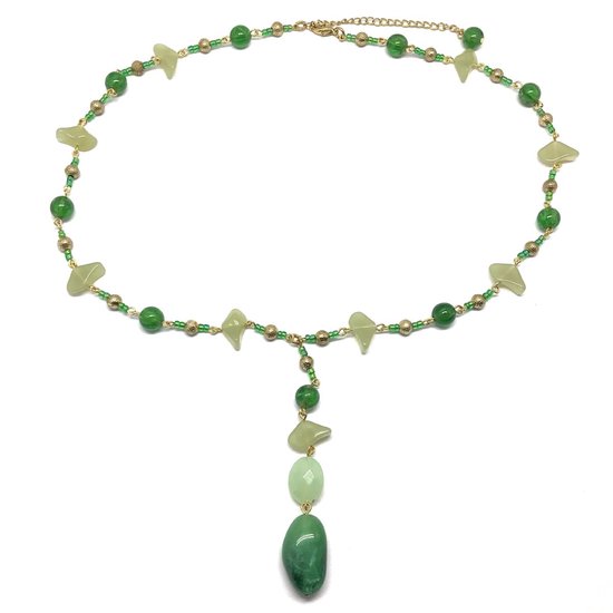 Collier Behave - vert - couleur or - chaîne de perles - avec pendentif - plastique - 60 cm