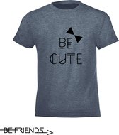 Be Friends T-Shirt - Be cute - Kinderen - Denim - Maat 10 jaar
