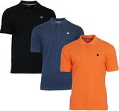 3-Pack Donnay Polo (549009) - Sportpolo - Heren - Black/Navy/Apricot Orange (554) - maat M
