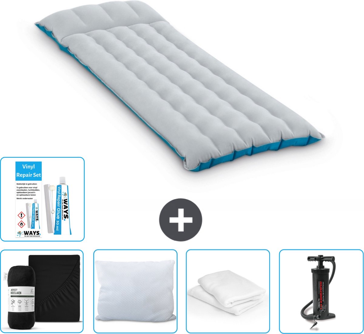 Intex Campingmat - 1-Persoons - 67 x 184 x 17 cm - Blauw - Inclusief Accessoires CB5