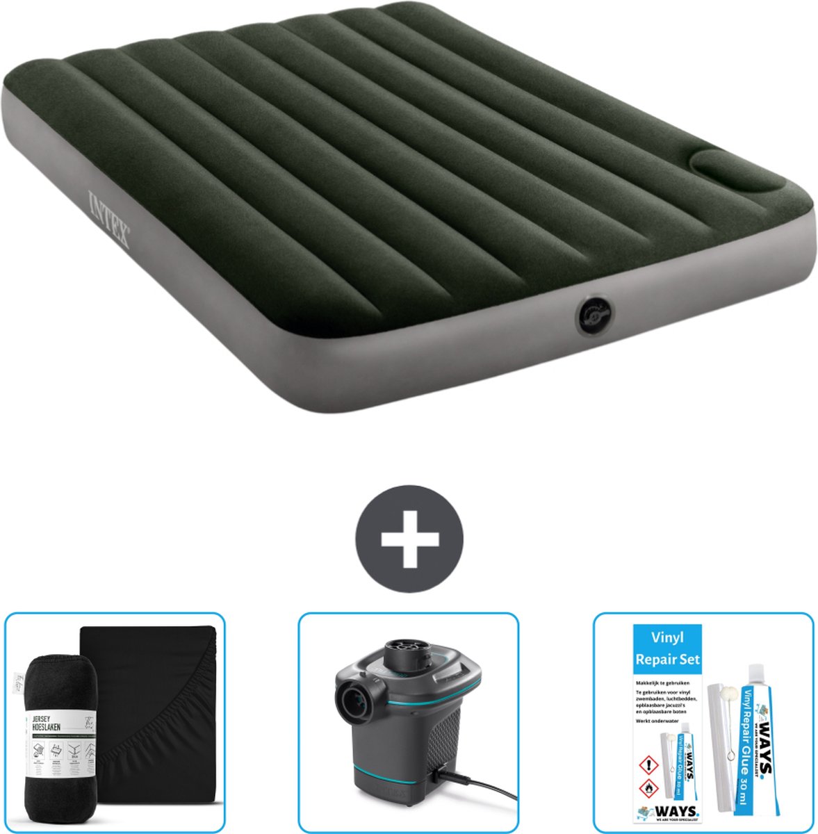 Intex Luchtbed - Twijfelaar - 137 x 191 x 25 cm - Groen - Accessoires CB8