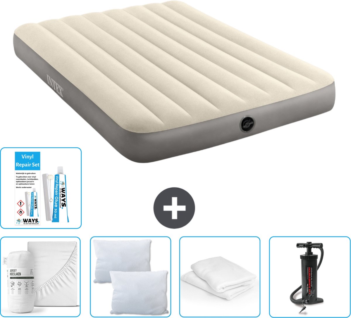 Intex Luchtbed - Twijfelaar - 137 x 191 x 25 cm - Beige - Inclusief Accessoires CB1