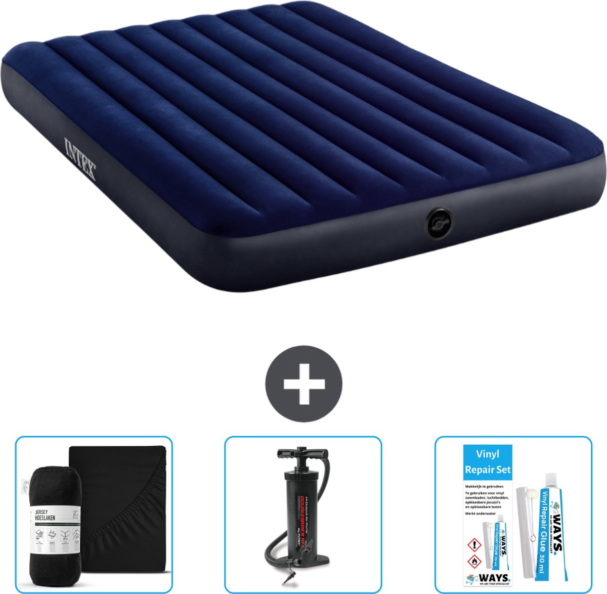 Intex Luchtbed - 2-Persoons - 152 x 203 x 25 cm cm - Blauw - Inclusief Accessoires CB7