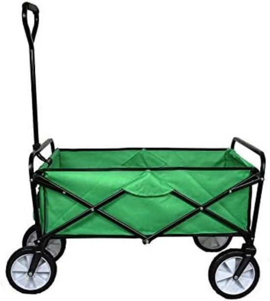 TMZ XXXL Bolderkar, opvouwbaar, 445 l, 120 kg belastbaar, opvouwbare bolderkar met dak en remmen, 18 x 10 cm, extra brede banden, alle terreinen (zwart/rood