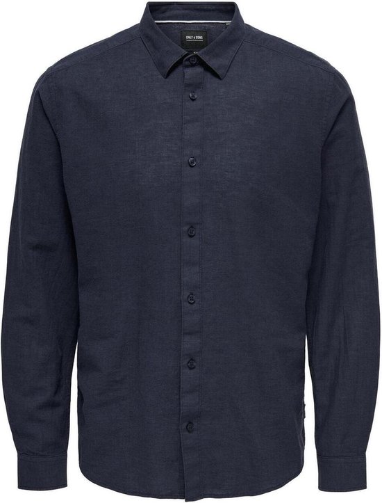 Only & Sons Overhemd Onscaiden Ls Solid Linen Shirt Noos 22012321 Night Sky Mannen Maat - XL