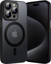 Casemania Hoesje Geschikt voor Apple iPhone 14 Pro - Zwart - Matte Armor Back Cover - Geschikt voor MagSafe