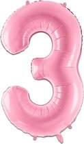 LUQ - Cijfer Ballonnen - Cijfer Ballon 3 Jaar Roze XL Groot - Helium Verjaardag Versiering Feestversiering Folieballon