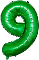LUQ - Cijfer Ballonnen - Cijfer Ballon 9 Jaar Groen XL Groot - Helium Verjaardag Versiering Feestversiering Folieballon