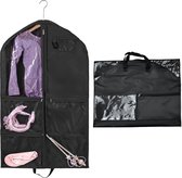 Kinderkledingtas met 5 zakken, opvouwbare kinderkledingtas, korte kledingophanghoes voor eenvoudige organisatie voor dansers, optredens, wedstrijden, schoonheidswedstrijden (zwart)